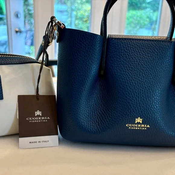 Cuoieria Fiorentina Candy Tote Bag - Navy - NWT (Made in Italy) - Picture 3 of 9